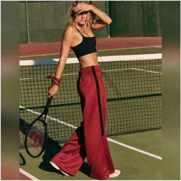 NWT Free People Movement Fineline Wide Leg Pants Red Size S - Picture 2 of 8